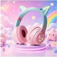 FOSMET Bluetooth Kopfhörer Kinder mit LED-Leuchten 60dBA Lautstärkebegrenzung Over-Ear-Kopfhörer (10 Stunden Spielzeit, Stereo-Sound, Kinderkopfhörer für Tablet/Reisen)