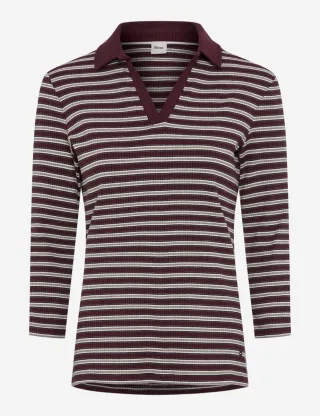 BRAX - Gestreiftes Poloshirt - Style Cleo rot - Gr. - 46