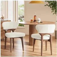 Odikalo Esszimmerstuhl Esszimmerstühle aus Massivholz mit Kissen und Rückenlehne (bequem und atmungsaktiv geeignet für Esszimmer Wohnzimmer Cafés moderner Stil Chenil Hellbeige)