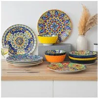 vancasso Teller-Set SIMI, 6-tlg Speiseteller, für 6, Porzellan, BOHO-Stil (6-tlg), 6 Personen, Porzellan