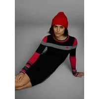 KangaROOS Strickkleid figurbetont, lang, sportiver Look, aus Baumwollmix, Langarm