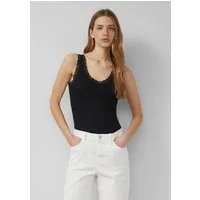 s.Oliver Muscleshirt T-Shirt Geripptes Tanktop mit Spitze