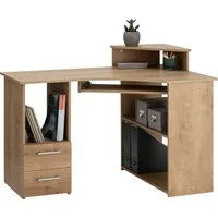 VOGL Möbelfabrik Schreibtisch Sam, Eckschreibtisch, Tastaturauszug, Monitoraufsatz & opt. Towerfach