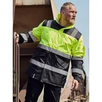 Terrax Workwear Arbeitsjacke 61815 Herren Warnschutzparka Arbeitsparka wattiert mit Reflexstreifen