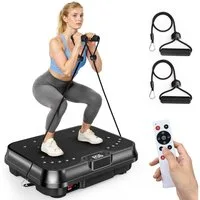 Dskeuzeew Vibrationsplatte mit leisem Motor – 250 Stufen – 9 voreingestellte Modi, 200 W, 250 Intensitätsstufen, Fitnessgerät mit Fernbedienung – LCD-Display – Belastbarkeit 150 kg