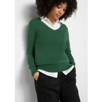 bonprix Strickpullover aus Baumwollmischung, mit V-Ausschnitt, schmale Passform
