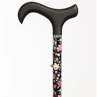 Popab Gehstock Faltbarer Gehstock Carbon-Gehstock Blumenmuster 80,5 - 90,5 cm schwarz, 1-tlg., faltbar