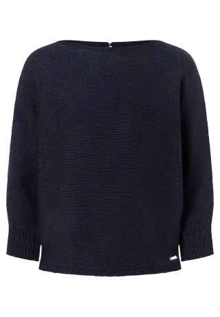 MORE & MORE - Dolman-Pullover mit 3/4-Ärmel blau - Gr. - 36