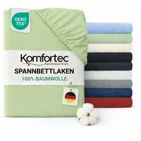 Komfortec Spannbettlaken Jersey Spannbettuch, 90x200, 140x200, 160x200, 180x200 oder 200x200 cm, 100% Baumwolle (135 g/m), Gummizug: Rundum, (1 Stück), OEKO-TEX® Standard 100 Zertifisiert, für Matratzen bis 25 cm Höhe