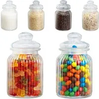 relaxdays Vorratsglas Vorratsgläser 6er Set 1000 ml, Glas