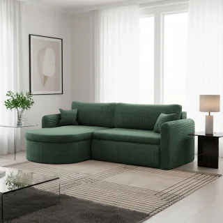 Ecksofa Schlafsofa FELIZ Stoff Poso Grün Ottomane Links