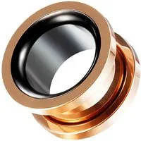 Taffstyle Plug Flesh Ohr Tunnel zweifarbig Rosegold Schwarz Schraubverschluss 6mm, Ohrpiercing Ohr Ear Flesh Tunnel Plug Piercing