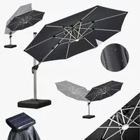 PURPLE LEAF Sonnenschirm Runder Außenbereich Ampelschirm, Gartenschirm mit Solar LED, LxB: 330,00x330,00 cm, für Garten,Terrasse, Pool