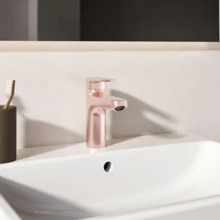 Ideal Standard Alu+ Waschischarmatur BE130RO Ausladung 120mm, BlueStart ,mit Ablaufgarnitur, Rose