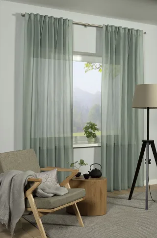 GARDINIA Gardine "GRS Schal Zen Silence mit Gardinenband" 1 Stk. tlg. blickdicht, Kunststoff, Stoff aus 50 % recyceltes Polyester