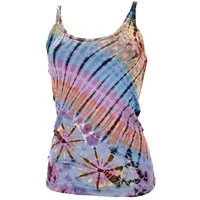 Guru-Shop T-Shirt Batik Hippie Top, Unikat Tank Top - hellblau Festival, Ethno Style, Hippie, alternative Bekleidung