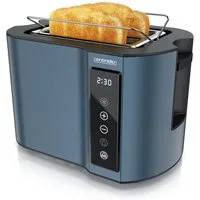 Arendo Toaster Wärmeisoliertes Doppelwandgehäuse, Display mit Restzeitanzeige, 2 kurze Schlitze, für 2 Scheiben, 800 W, Touchpanel, Brötchenaufsatz, 7 Bräunungsgrade, Brotscheibenzentrierung