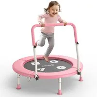 BCAN Kindertrampolin 91 cm Kleinkind-Trampolin mit verstellbarem Griff, Ø 91 cm, (1 tlg), Sicherheitspolster und klappbare Beine, für drinnen & draußen