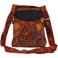 Guru-Shop Schultertasche Bestickte Ethno Schultertasche - rot