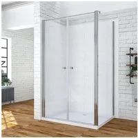 AQUABATOS Eckdusche Duschkabine mit Pendeltür Bad Eckdusche Eckeinstieg Nano 6mm Glaswand, BxT: 80x80 cm, Einscheibensicherheitsglas, Einscheibensicherheitsglas, klare Optik, ebenerdiger Einbau möglich