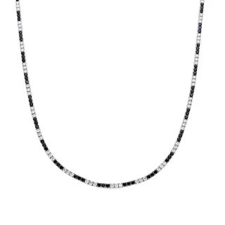Luxenter Halskette aus 925er Sterlingsilber und Zirkonia mit Onyx, rhodiniert – Tahu