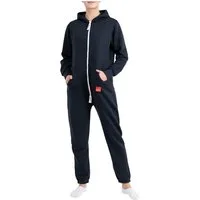 Basisstoff Jumpsuit Damen Jumpsuit Overall Onesie Einteiler Hausanzug Baumwolle