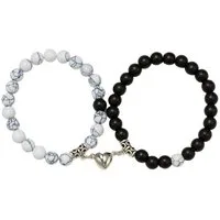 Firetti Armband Set Multipack Geschenk Edelstahl Armschmuck Armkette Edelstein Herz (Set, 2-tlg), Made in Germany - mit Howlith, Glasstein