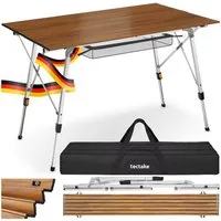 tectake Campingtisch Aluminium Klapptisch - faltbar, wetterfest, 120 x 70,5 x 58 – 79 cm (Outdoor Beistelltisch Bastian, 1-St., 1 tlg), Praktischer Campingtisch mit smarter Faltfunktion