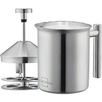 SILBERTHAL Milchaufschäumer manuell Edelstahl, 400ml, für heiß und kalten Milchschaum