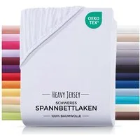 Carpe Sonno Spannbettlaken Heavy Jersey 90x200 100x200 120x200 140x200 160x200 180x200 200x200, Jersey, Gummizug: rundum, (1 Stück), Weiches Spannbetttuch Bügelfrei, Bettlaken 90x200 Weiß