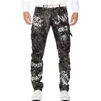 Cipo & Baxx Regular-fit-Jeans Herren Regular Fit Hose Glitzer BA-CD572 (1-tlg) Schwarz mit Glitzereffekt und Cargo