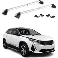 OMAC Dachträger Relingträger für Peugeot 3008 2016-2025 Alu Silber 2 tlg ABE (2-St), Wasserbeständig,Abnehmbar,Multifunktional,Leichtgewichtig