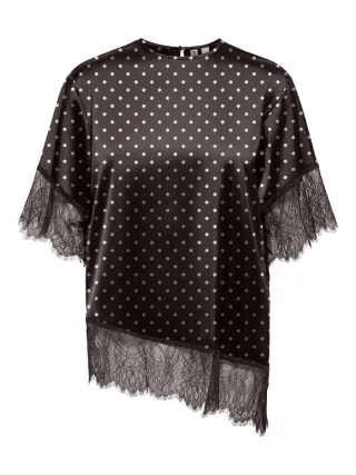 ONLY - Satin-Top mit Spitze braun - Gr. - XS