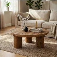IDIMEX Couchtisch SAKATA, Beistelltisch 90 cm aus recyceltem Massivholz im Vintage-Design Natur