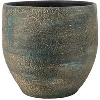 INNA-Glas Blumentopf Keramik Blumentopf, Farbverlauf, blau-Gold, 13 cm, Ø 14 cm