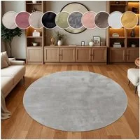 Paco Home Fellteppich Kunstfell Soft 380, rund, Höhe: 14 mm, Langflor, Kuschelteppich - besonders weich, Uni-Farben