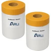 ARLI Abdeckfolie 2x Goldband Masker 550 mm x 25 m, 0,01 mm Stärke, für Malerfolie, Abdeckfolie mit Klebeband, (2er, 2-St., Set), Abdeckfolie Malerfolie Baufolie Tape