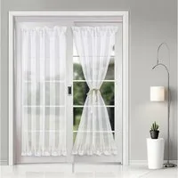 BTTO V&G Türvorhang Tür Vorhang Französischer Türvorhang Voile, Bistrostil Gardinen (2 St), mit Stangendurchzug, Lichtfilternd & Kindersicher, Maschinenwaschbar