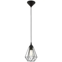 EGLO Pendelleuchte TARBES Hängeleuchte, Pendellampe, Vintage, Retro, Stahl, schwarz E27, ohne Leuchtmittel, Wohnzimmerlampe, Esstischlampe, Drahtgeflecht, 1 flammig, 110x17,5cm