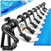 tillvex Gartentisch tillvex Pool Aufroller Premium 1,05-6,15 m inkl. Thermometer & Bänder (für Poolplane & Abdeckung, witterungsbeständiges Material, Aufrollsystem für Solarplane, Mobile Aufrollvorrichtung), Pool Aufroller Premium 1,05-6,15 m + Therm