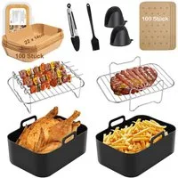 SURFOU Backform Heißluftfritteuse zubehör airfryer zubehör 15-teilig BPA-frei fürNinja, (für Ninja Foodi AF300EU AF400EU 7,6L-9,5L und die meisten Dual Zone Heißluftfritteusen, Schnell zubereitet, gesund, fettarm, 304Edelstahl, Lebensmittelechtes Sil