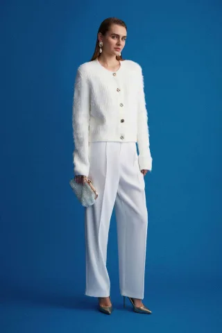 Hochtaillierte weite Crepe-Hose