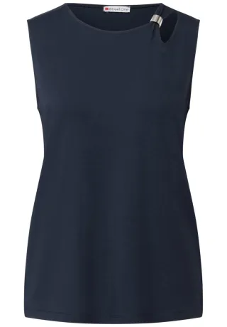 Street One - Top mit Cut-Out und Detail blau - Gr. - 36