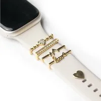 ARTVALL Smartwatch-Armband Apple Watch Charms Set 38/40/41mm & 42/44/45/49mm, Fashion Charms für Smartwatch Love mit Herzen & Strasssteinen Gold