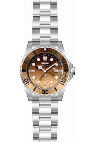 Invicta Pro Diver 50901 Herrenuhr - Quarzwerk - Edelstahl mit braunem Zifferblatt - 42 mm