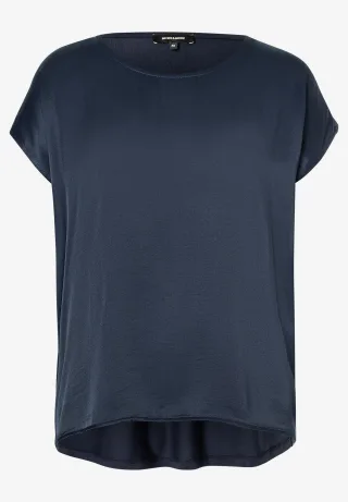 MORE & MORE - Shirt mit Satinfront blau - Gr. - 36