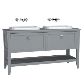 VitrA Valarte Set 150 cm 2 Einbauwaschtische + Waschtischunterschrank 2 Vollauszüge Grau Matt,62211 62211