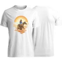 MyDesign24 T-Shirt Pferde print Shirt im Mondschein Pferde T-Shirt weiss kurzarm Regular Fit i140