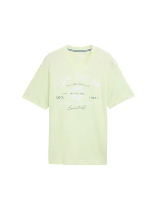 Tom Tailor - T-Shirt mit Logo-Print lime cream green - Gr. - XL