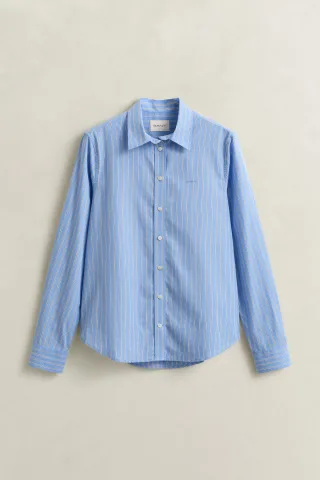GANT - Regular Fit Classic Popeline Hemd mit Streifen hydrangea blue - Gr. - 46